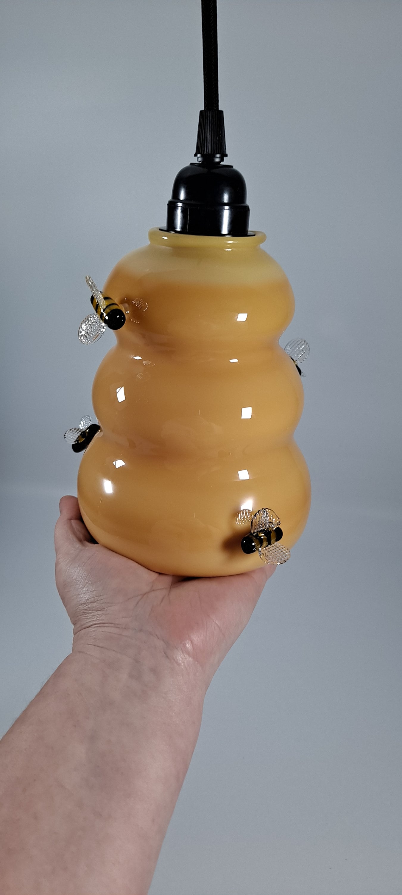 Glass Lamp Shade,  Bee Hive Swag Lamp, Ready to Ship