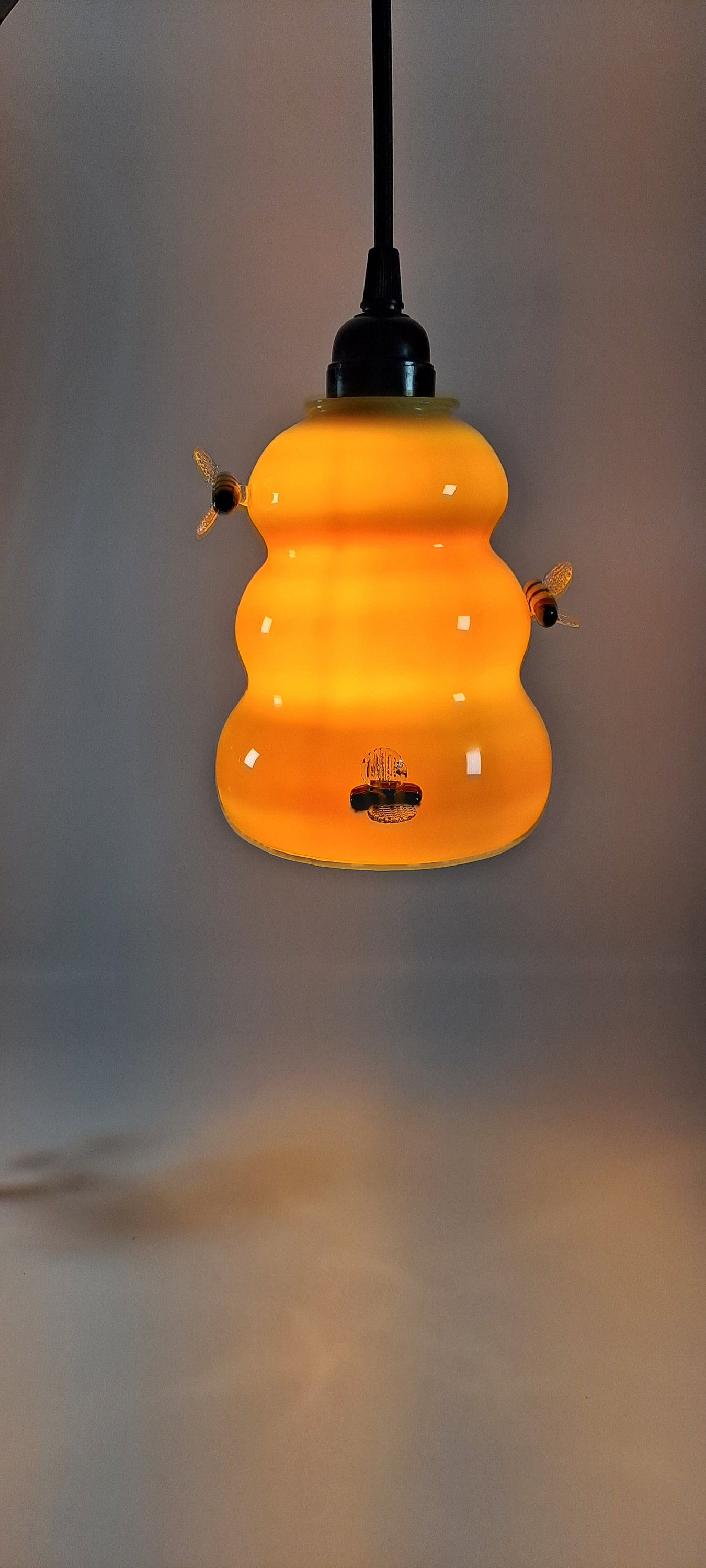 Glass Lamp Shade,  Bee Hive Swag Lamp, Ready to Ship