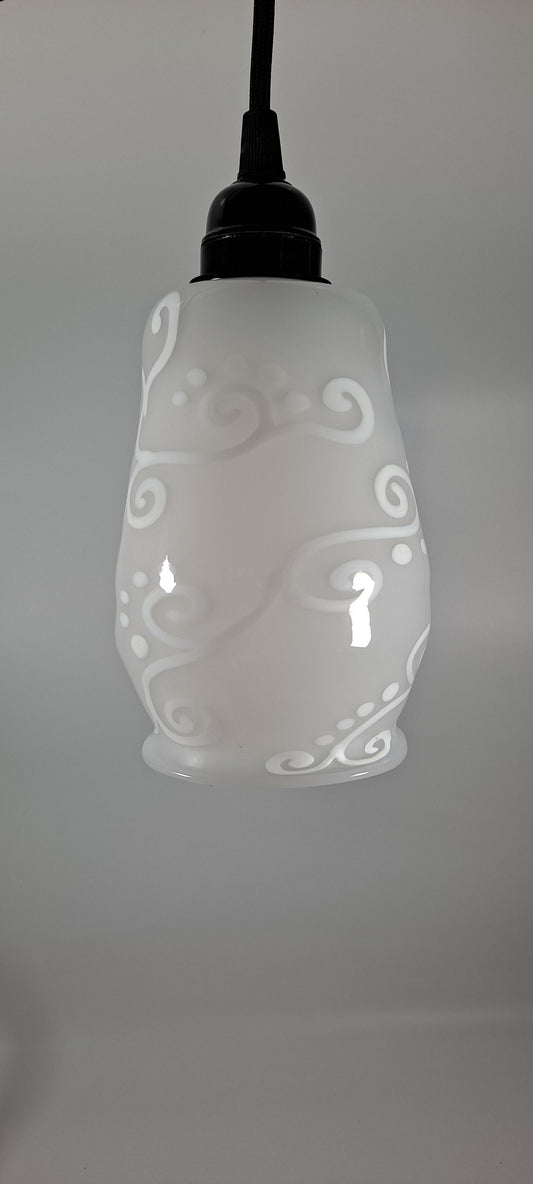 Glass Lamp Shade,  Fancy White Lamp Shade, Ready to Ship