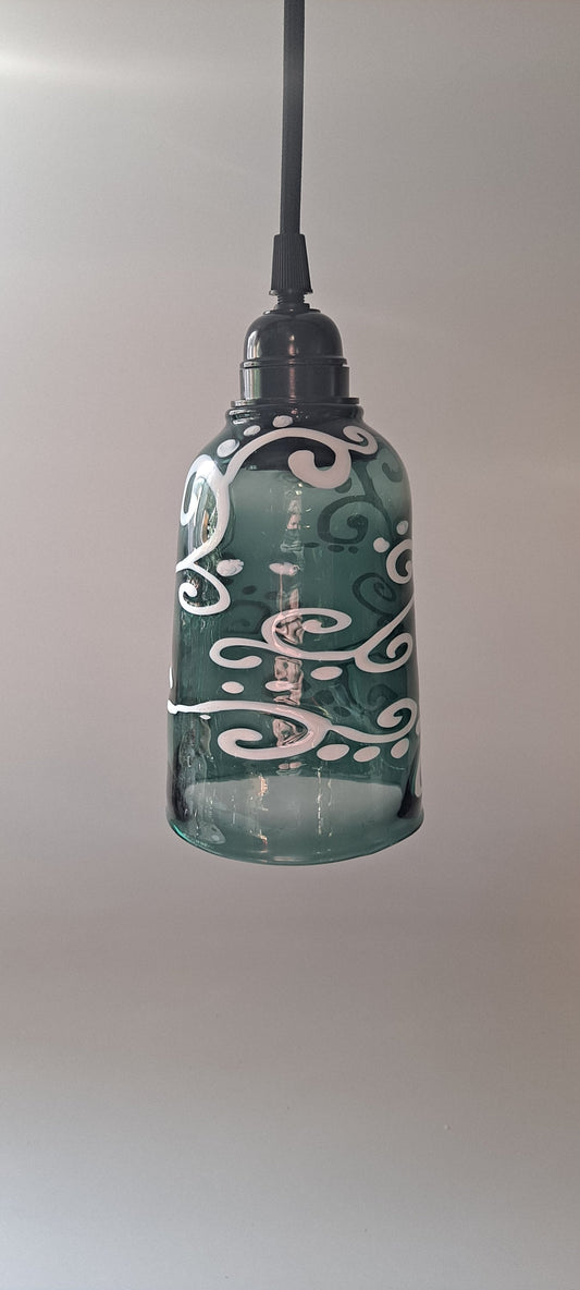 Glass Lamp Shade, Fancy Teal Lamp Shade, Ready to Ship