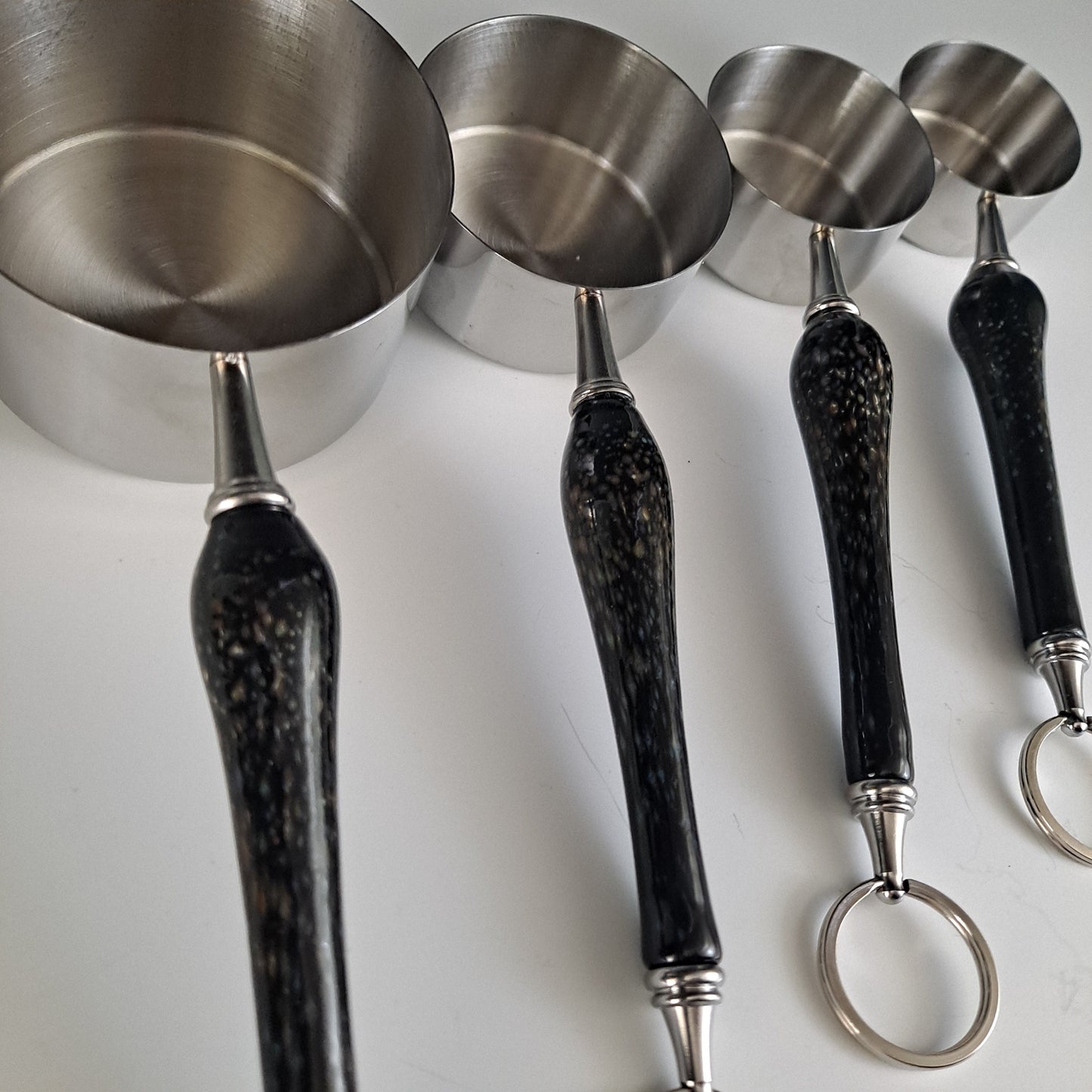 Kitchen Accessories, Measuring Cups with Black Glass Handles, #A0144, Ready to Ship