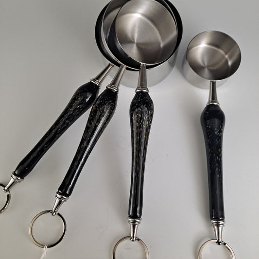 Kitchen Accessories, Measuring Cups with Black Glass Handles, #A0144, Ready to Ship