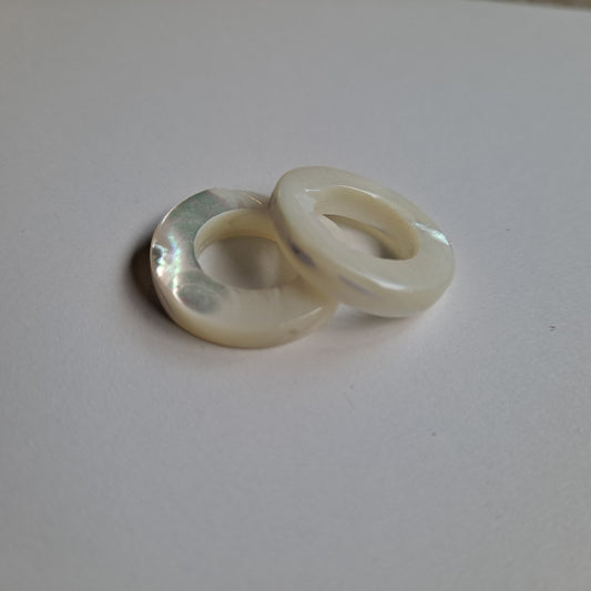 2 Mother of Pearl Dread Bead Rings - 12mm bead holes - Shell Dread Beads, White mother of pearl  Stone Dread Beads