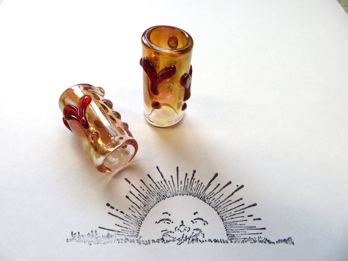 Heart Glass Dread Bead, CUSTOM Bead Hole Sizes 4-16mm