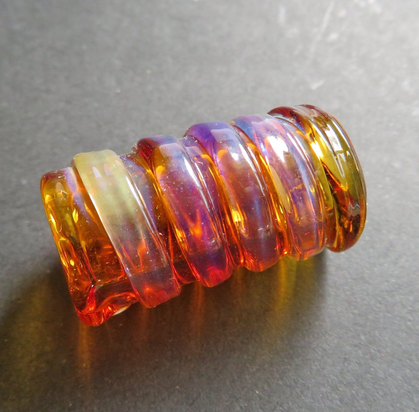 Striped Glass Dread Bead, CUSTOM Bead Hole Sizes 4-16mm