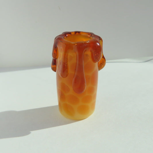 Honey Comb Drip Glass Dread Bead with Topaz Background, CUSTOM Bead Hole Sizes 4-16mm