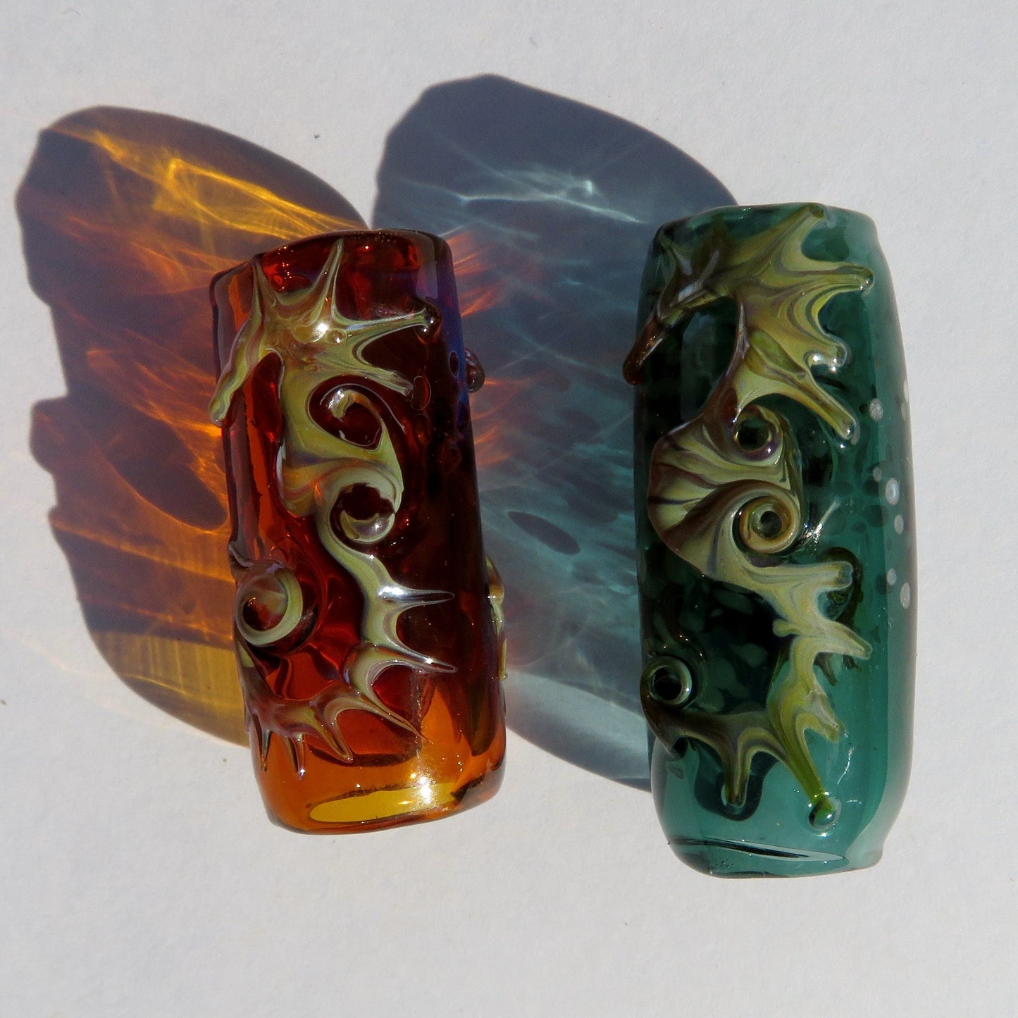 Seahorse Glass Dread Bead, CUSTOM Bead Hole Sizes 4-16mm