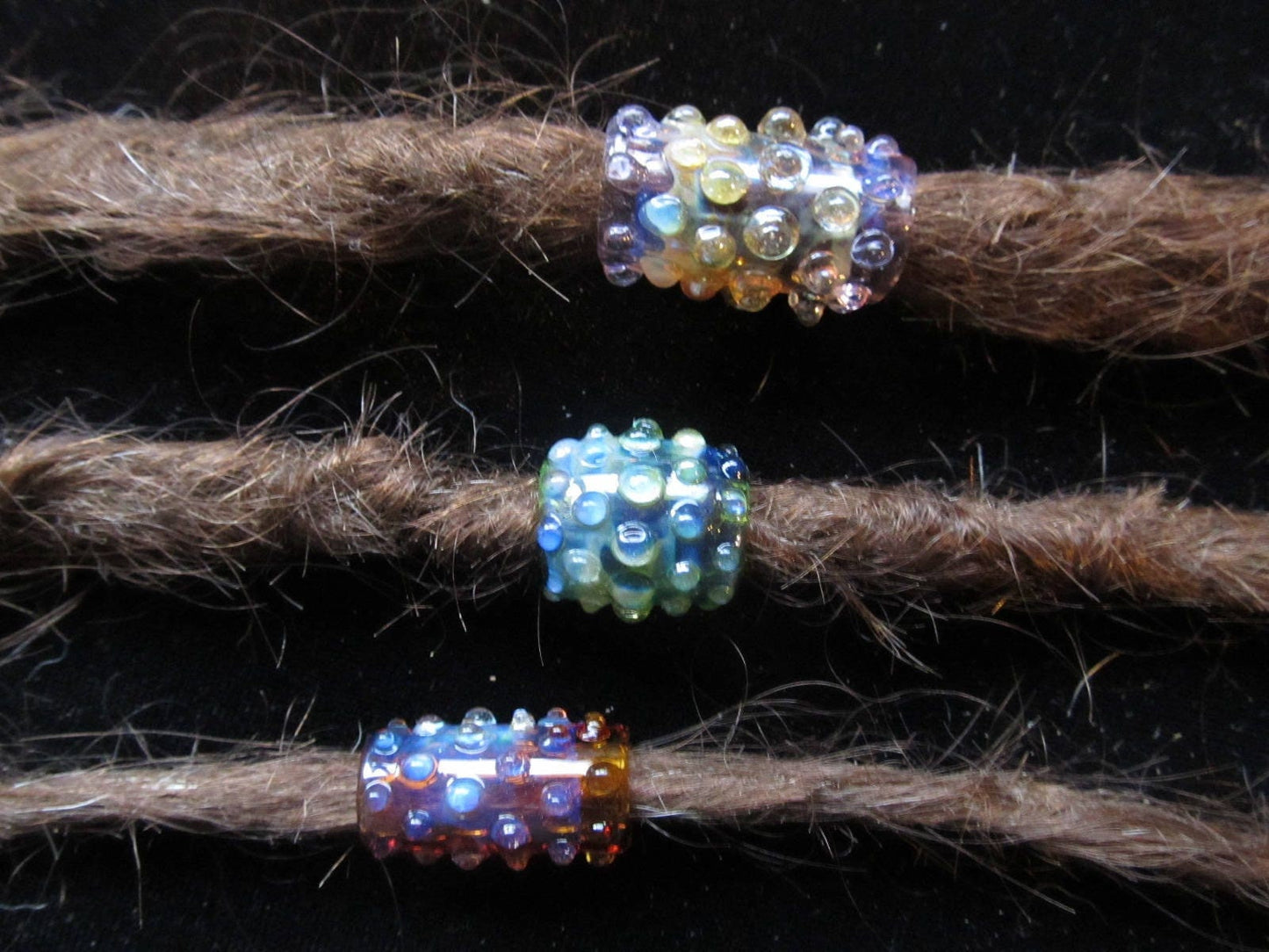 Dots on Green Glass Dread Bead, 4mm - 16mm Bead Hole Sizes Available, Made to Order