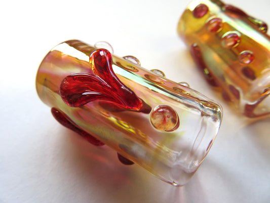 Heart Glass Dread Bead, CUSTOM Bead Hole Sizes 4-16mm